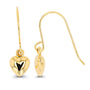 14K Gold Polished Heart Shaped Fish Hook Dangling Earrings For Women