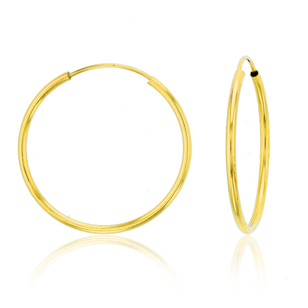  14K Yellow Gold Enamel Ladybug Hoop Earring, 2.50X18mm