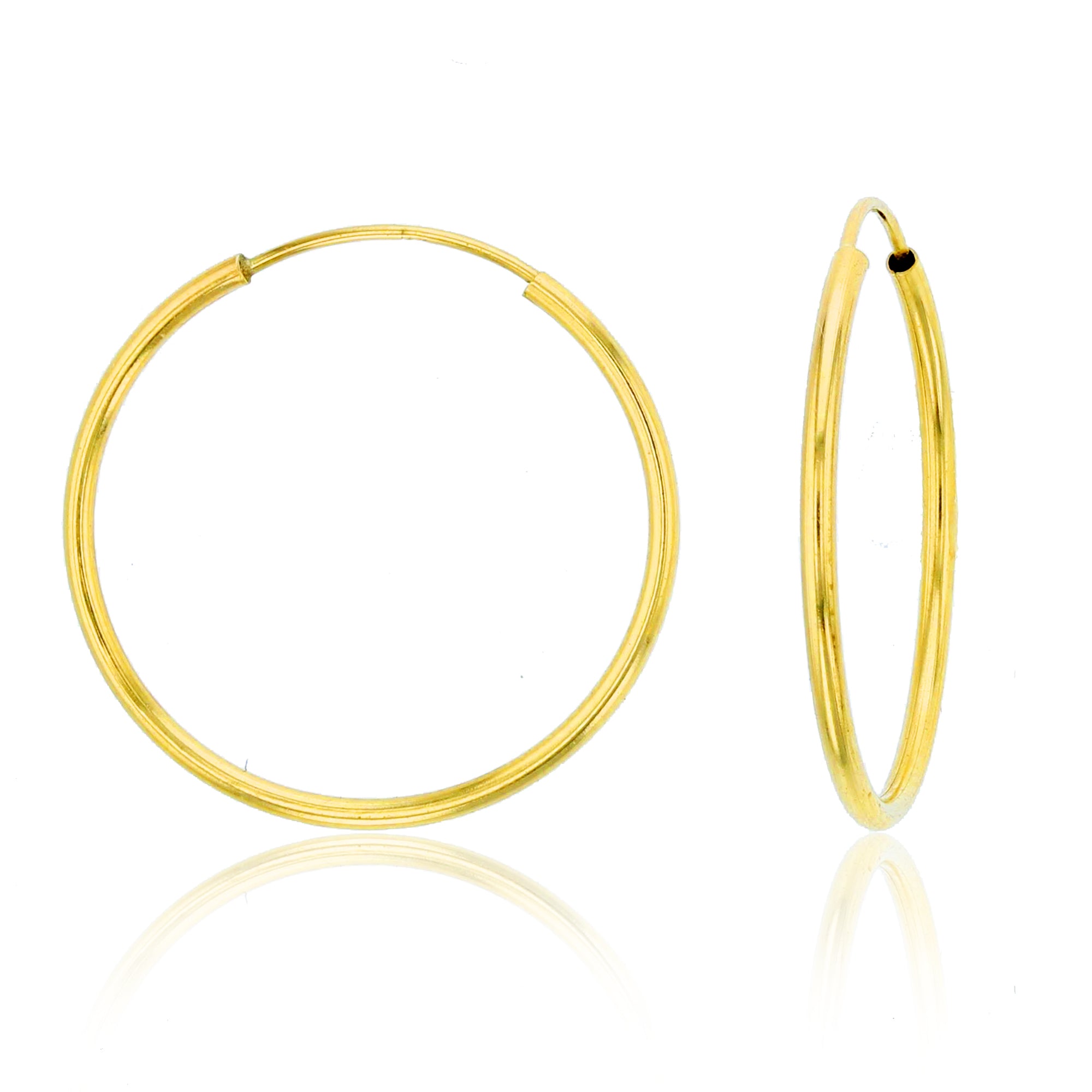 14Kt Yellow Gold 2X15mm outlet Shiny Diamond Cut Round Tube Hoop Earring with Hinged Clasp